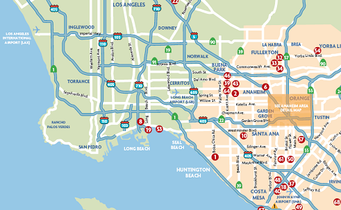 disneyland california map. Anaheim regional map